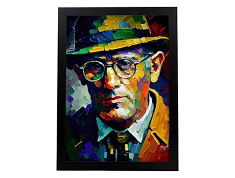 Poster NACNIC De Le Corbusier Em Estilo De Retrato De Cor Ilustrações E Desenhos Animados De Personagens Históricos Famosos A4 Black Frames
