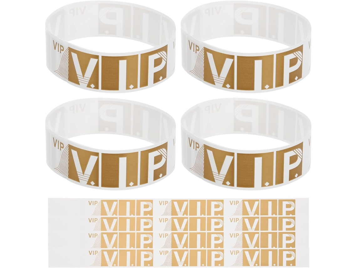 200 pulseiras VIP para eventos, douradas, resistentes, à prova d'água, em papel sintético, ideais para shows, festivais e