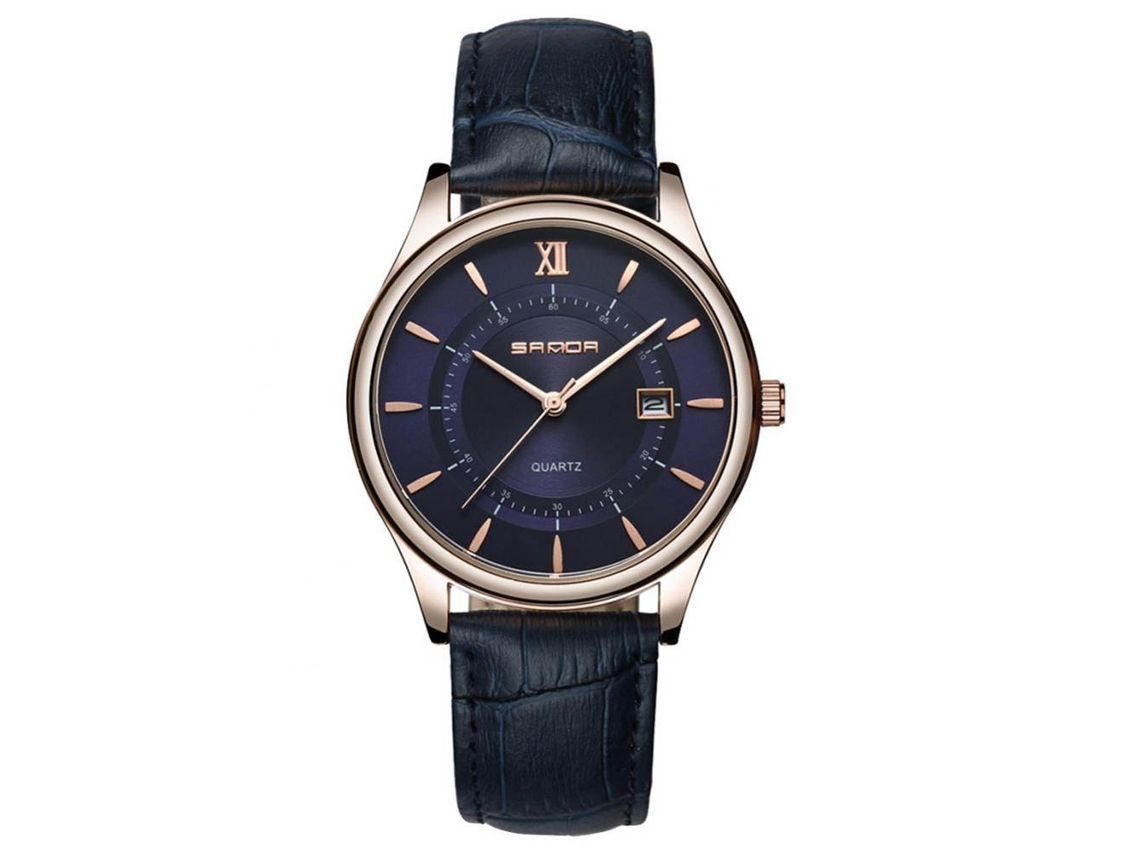 Relógio de pulso masculino de quartzo, modelo Sanda Blue, simples e moderno