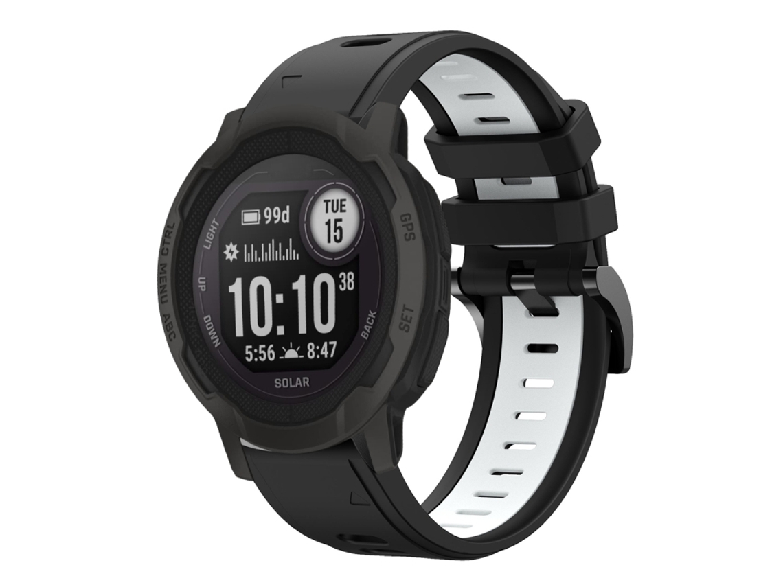 Bracelete para Garmin Instinct 2 Solar Silicone Esportivo Duas Cores Preto + Branco XIAOMOYU (22mm)