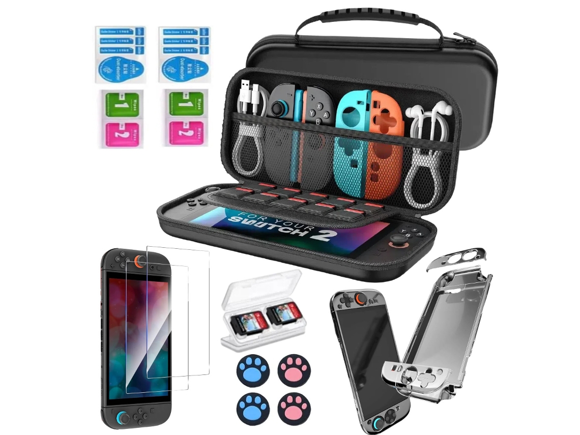 Adequado Bolsa De Armazenamento Para Switch2 Bolsa De Transporte Portátil Com Capa Rígida, Tampa Basculante, Vidro Temperado E Capa Protetora Cuich
