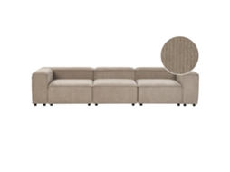 Sofá Modular de 3 Lugares BELIANI Ardal de Bombazine Castanho Claro 328x120x68