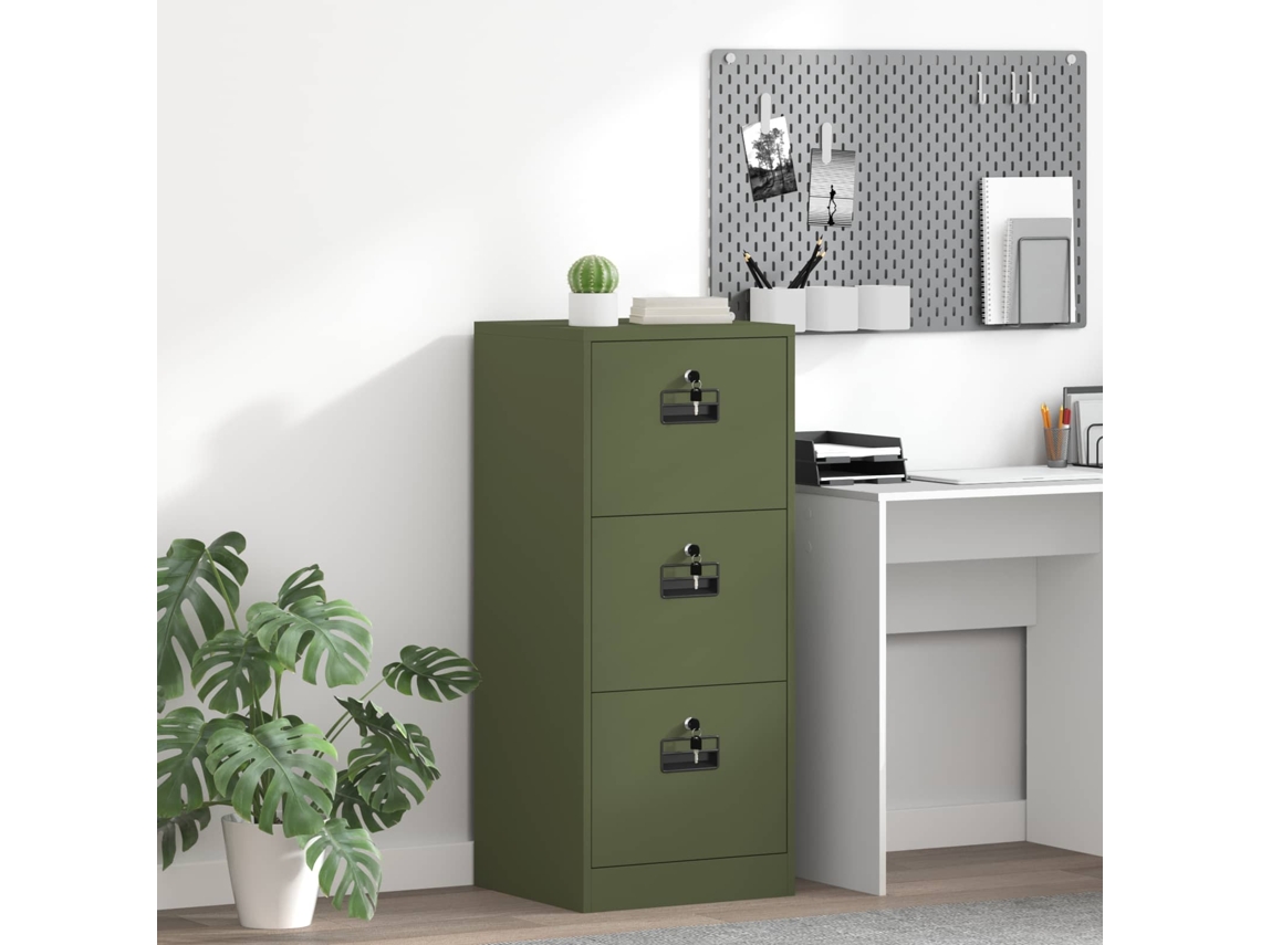Vidaxl Armário De Arquivo Com Gaveta Verde Oliva 45,5 X 42 X 106,5 Cm