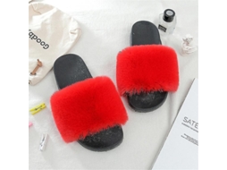 Chinelos de Pelo com Dedos Abertos Anti deslizantes, Eu 36 a 44 Vermelho
