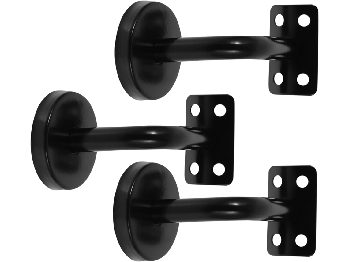 Suportes de Parede em Aço Inoxidável para Corrimão de Escada, 3 Peças, Pintados de Preto, Adequados para Banheiros. SFUSHOS
