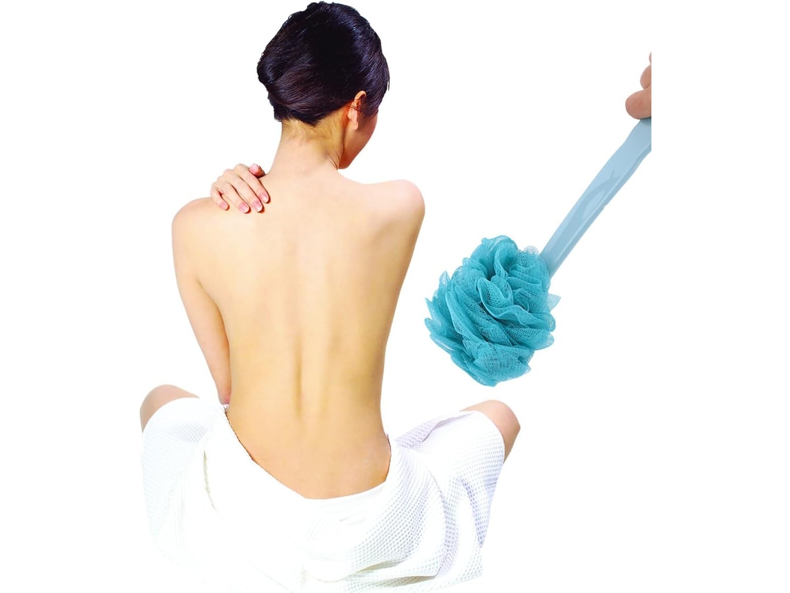 Conjunto Nuobesty Com 2 Escovas De Banho Cabo Longo, Escova De Cerdas Macias Para Limpeza Corporal, Azul E Bege, Para