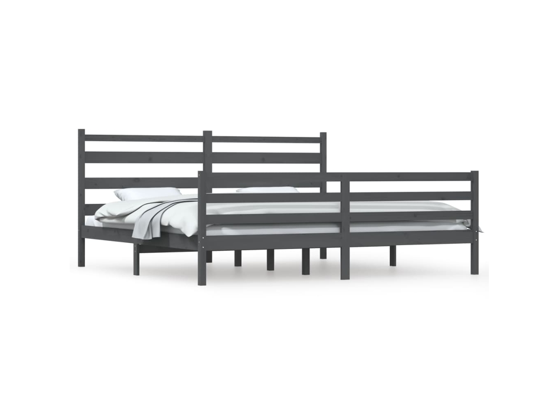 Bed Frame, Bed Frames Vidaxl Cinzeto Madeira De Pinho (200 X 200 Cm)