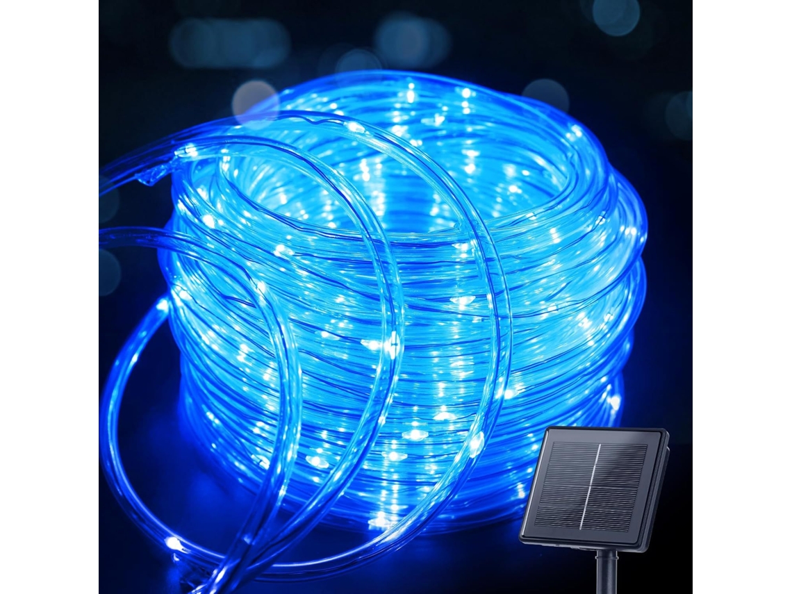Luzes De Led Cordão, Cordão De Luzes Solares, Luzes De Fada À Prova D'água Em Tubo Fino Transparente, 32 M, 300 Luzes, 8 Modos (azul) Spqment