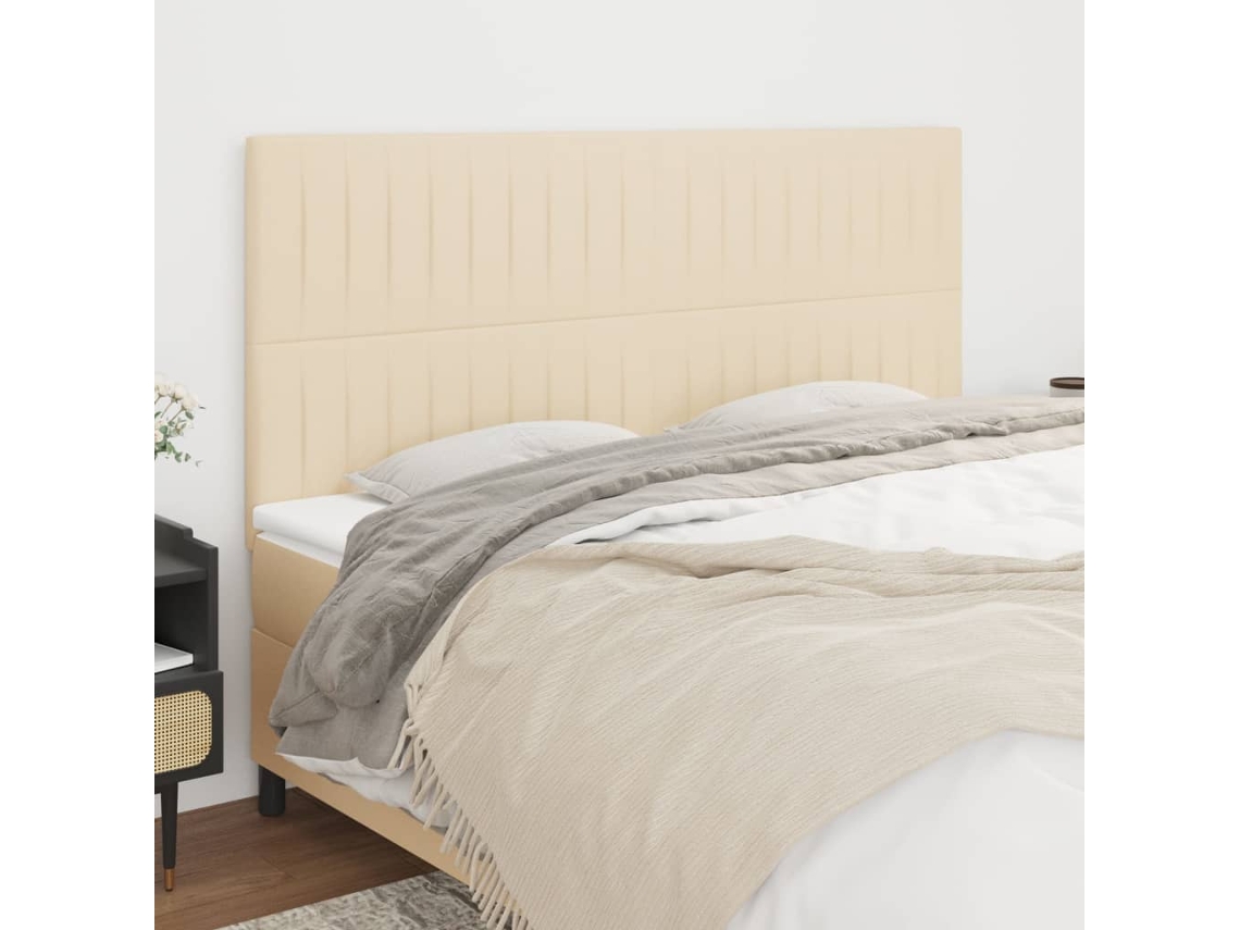 Vidaxl Cabeceira Creme 160x5x118/128 Cm Tecido