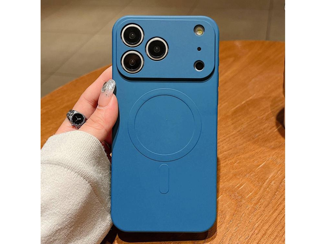 Capa Magsafe Para Iphone 17 Pro Max - Silicone Líquido Com Cor Sólida | Magnética - Azul Royal
