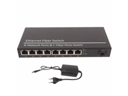 Conversor De Mídia De Fibra Ethernet (1 Porta Óptica 8 Portas Elétricas)