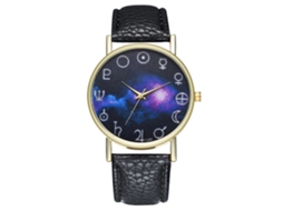 Reloj De Pulsera Unisex De Cuero Pu Con Patrón Nebuloso Zhoulianfa Negro