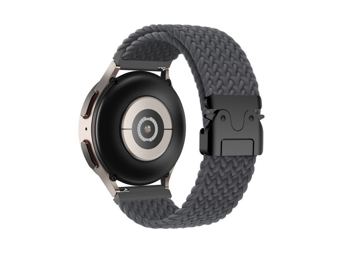 Pulseira de Nylon Trançado Con Padrão Arco Íris E Fivela Type Paraquedas Para Huawei Gt5 Samsung Watch7, Cinza Espacial
