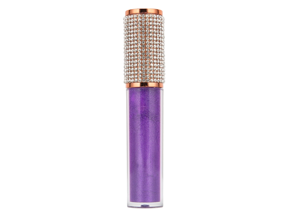Brillo De Lábios Com Pedras Strass Em Tubo Redondo Hidratante E De Longa Duração Purple Haze
