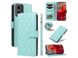 Compre Para Motorola Moto G85 5g / S50 Neo 5g Capa Carteira De Couro Com Alça De Ombro E Alça De Pulso Verde