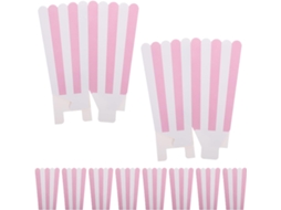 Packove 24-caixinhas De Pipoca Rosa Com Listras E Bordas Onduladas, Feitas De Papel Resistente, Ideais Para Festas