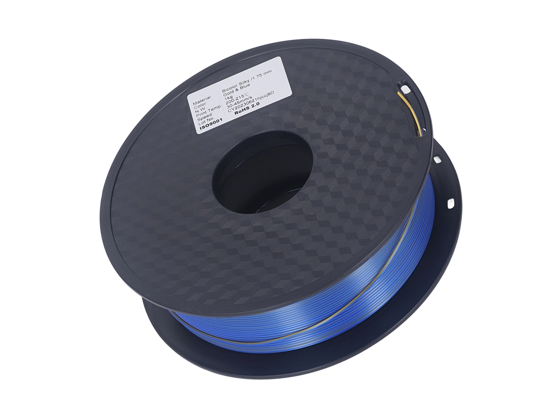 Filamento Pla 1.75mm Bicolor Ouro Azul Silk Para Impressora 3d Velocidade 30-45mm/s