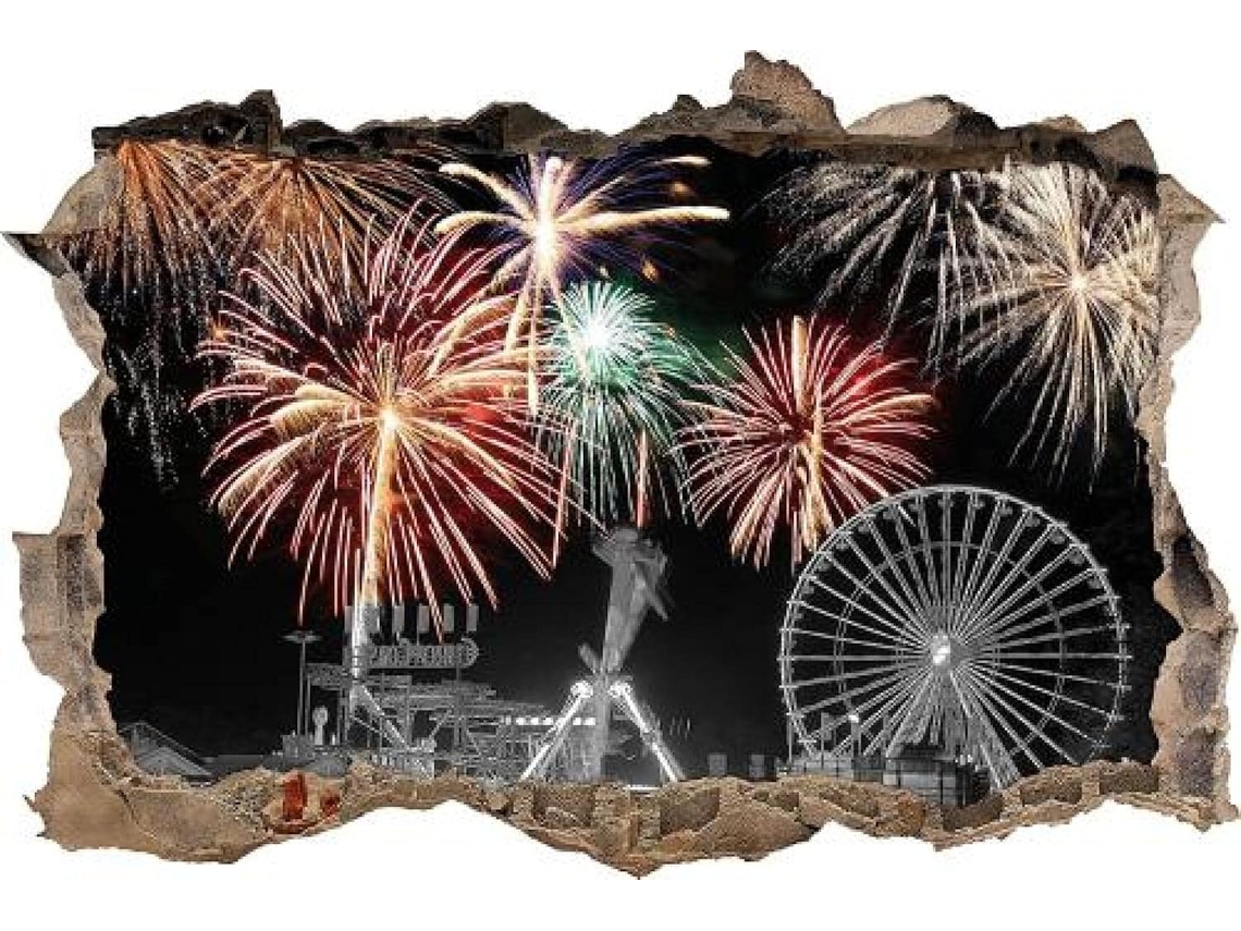 Gougeltd Adesivos Muraux Feux D'artifice Du Nouvel An Autocollants Mural 3d Look Pour Chambre Enfant Décoration Murale 72x113cm