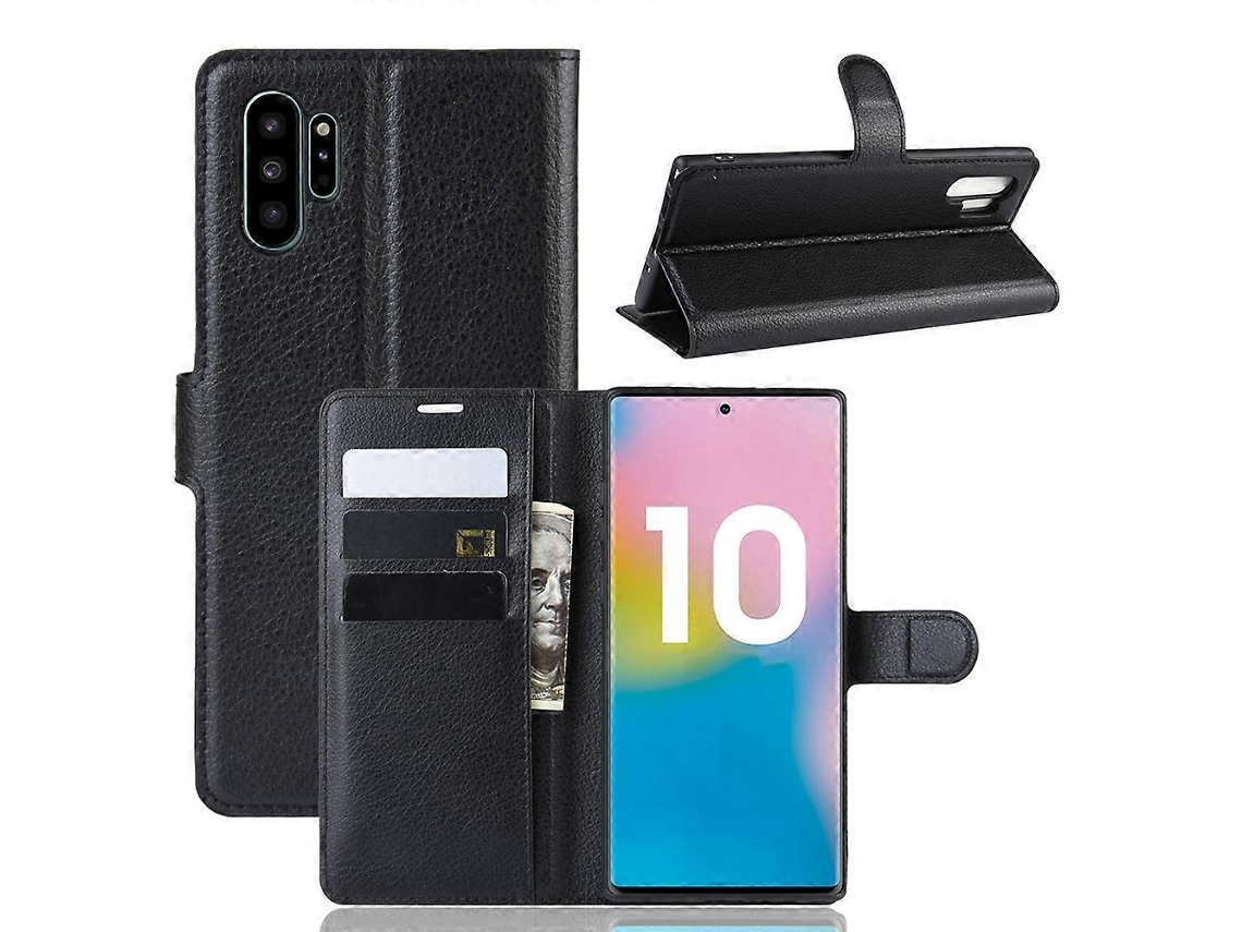 Capa De Couro Com Textura De Lichia, Formato Flip Horizontal, Para Galaxy Note 10 Pro, Com Carteira, Suporte E Compartimentos Para Cartões (marrom)