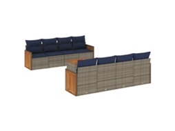 Conjunto de Sofá de Jardim, 9 Peças, Almofadas, Rattan Cinza MAISON EXCLUSIVE