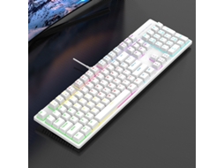 Teclado Mecânico Gaming Com Fio E Led, Com Retroiluminação Numa Só Tecla, Compatível Com Pc, Mac, Ps4/5 E Xbox - Branco