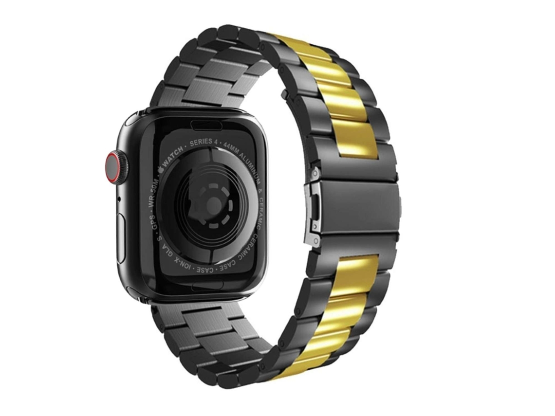 Bracelete Aço Inoxidável Adaptável Preto e Dourado para Apple Watch Series 6 40Mm