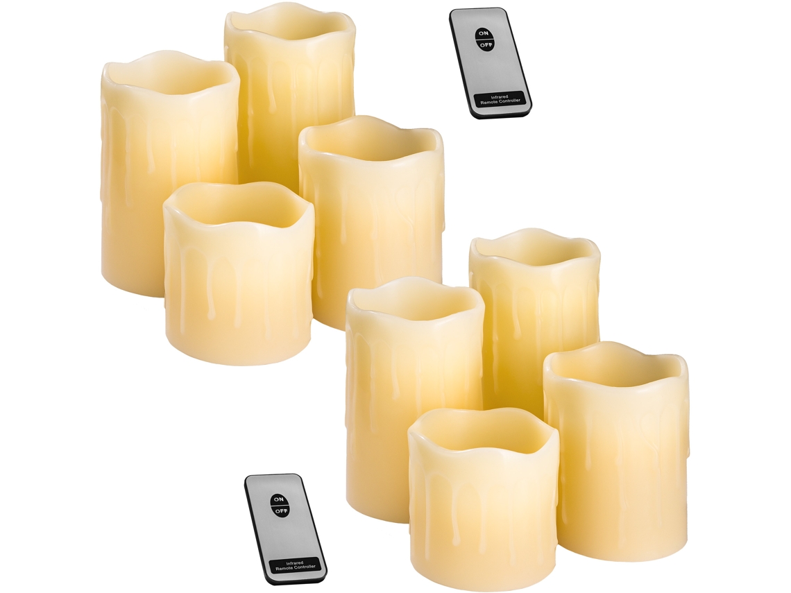 2 Conjunto TECTAKE de 4 Velas de Luzes Led com Revestimento de Cera Natural e Controlo Remoto