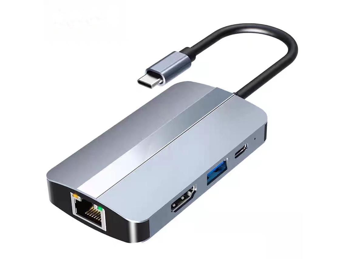 Yizhood 6 em 1 USB Hub 3.0 Tipo C Docking Station para Macbook Apple Cinza