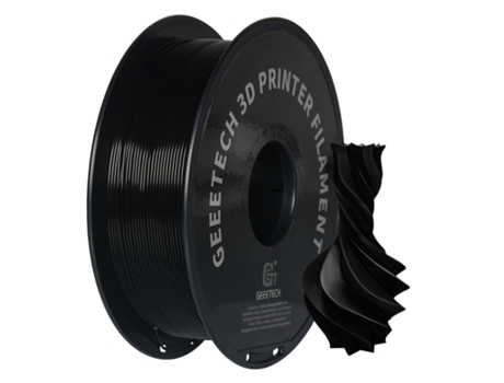 Filamento Geeetech Petg 1,75 mm preto de alta resistência e durabilidade, perfeito para projetos 3D profissionais!