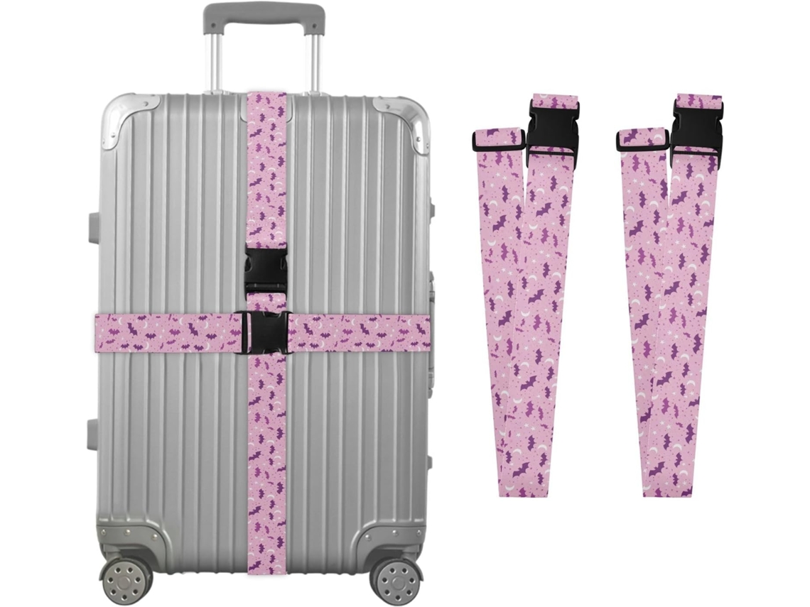Conjunto De 2 Cintas Bagagem Com Estampa Lua E Morcego Para Malas, Cintas De Viagem, Acessórios Para Cintos, Conector De