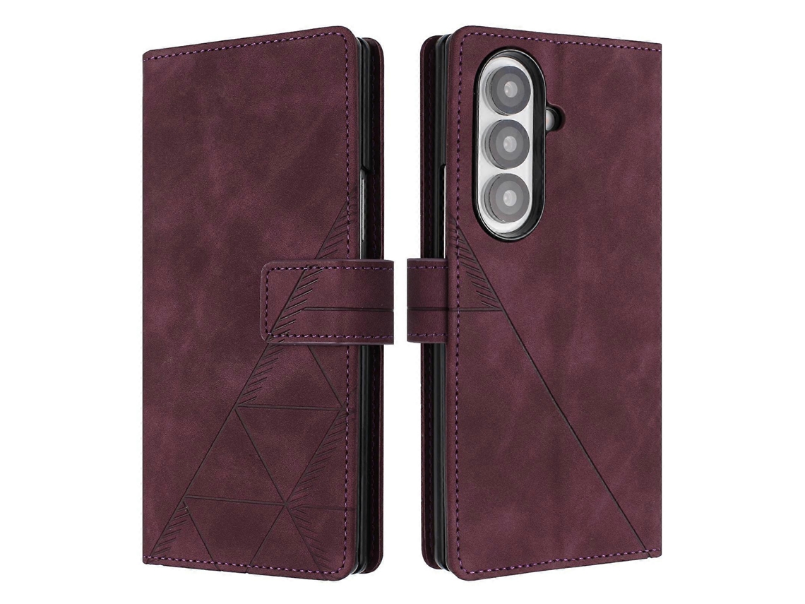 Capa De Celular Flip Em Couro Com Relevo 3d Para Samsung Galaxy Z Fold7 5g