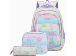 Conjunto De Mochila Gradiente De Três Peças, Proteção Da Coluna E Redução De Peso, Mochila+saco De Almoço+estojo Roxo