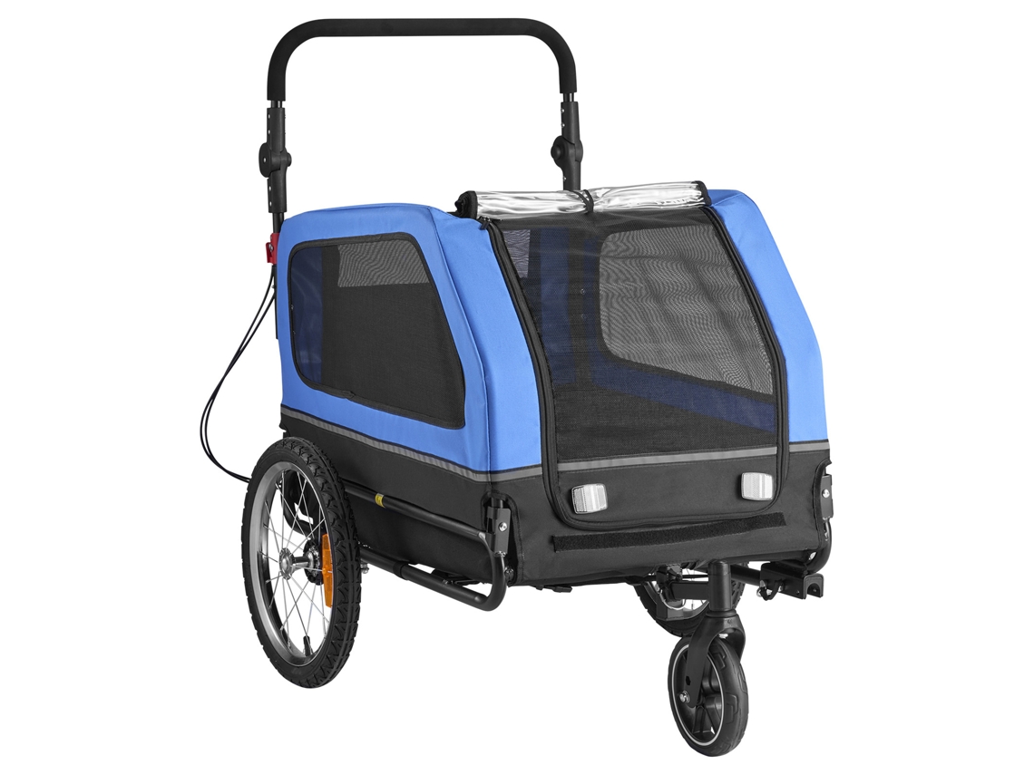 Reboque de Bicicleta para Cães, Carga 40 Kg, Carrinho Porta bicicletas Dobrável 2 em 1 Cães com Roda Liberação Rápida, Engate Universal e Correia