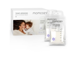 Sacos Para Leite Materno Momcozy, 200un, Mudança De Cor Sensível À Temperatura, 180ml, Descartáveis, Autossustentáveis E À Prova De Fugas.