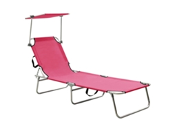 Vidaxl Espreguiçadeira Dobrável Com Toldo Aço Rosa Magento