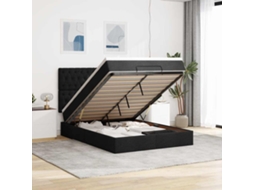 Vidaxl Estrutura De Cama Otomana Com Colchão 140x190 Cm Tecido Preto