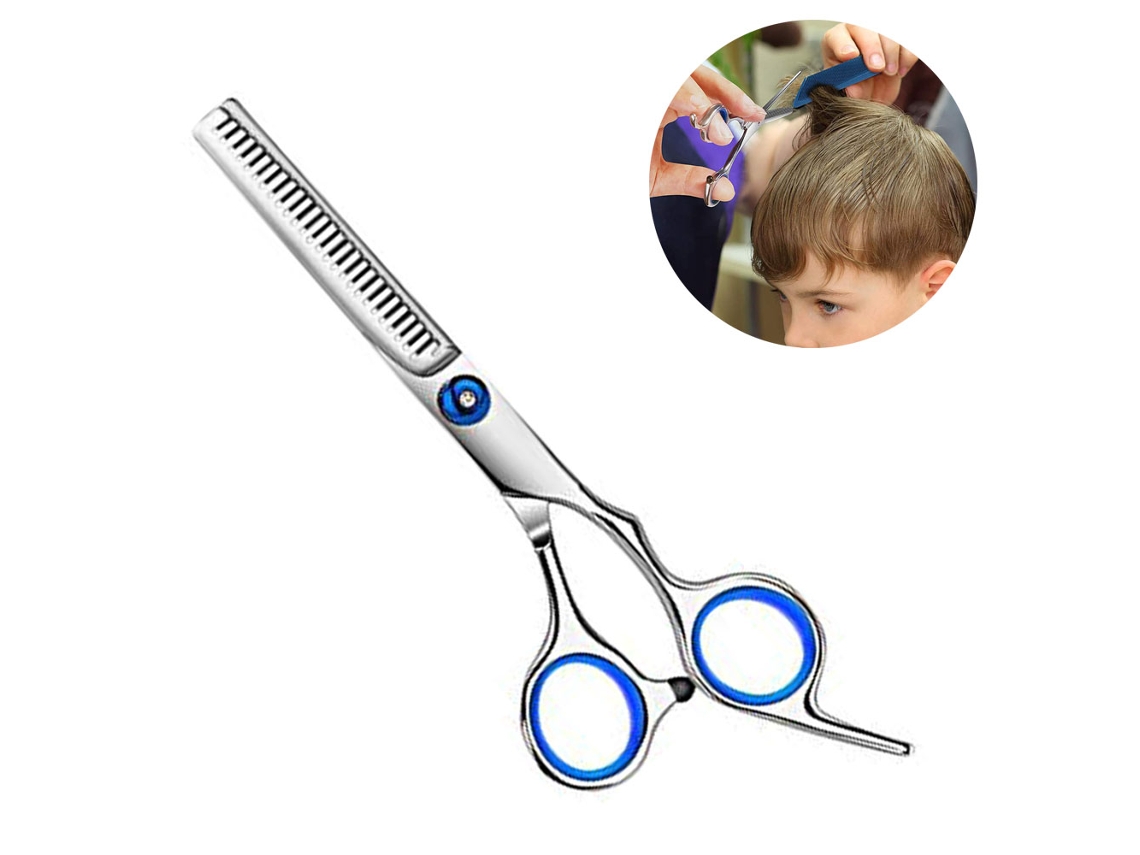 Tesoura para Desbaste de Cabelo Tesoura de Dente  com Parafuso Ajustável Tesoura de Barbeiro para Texturizar Estilo Aço Inoxidável -Azul JEDBESETZT