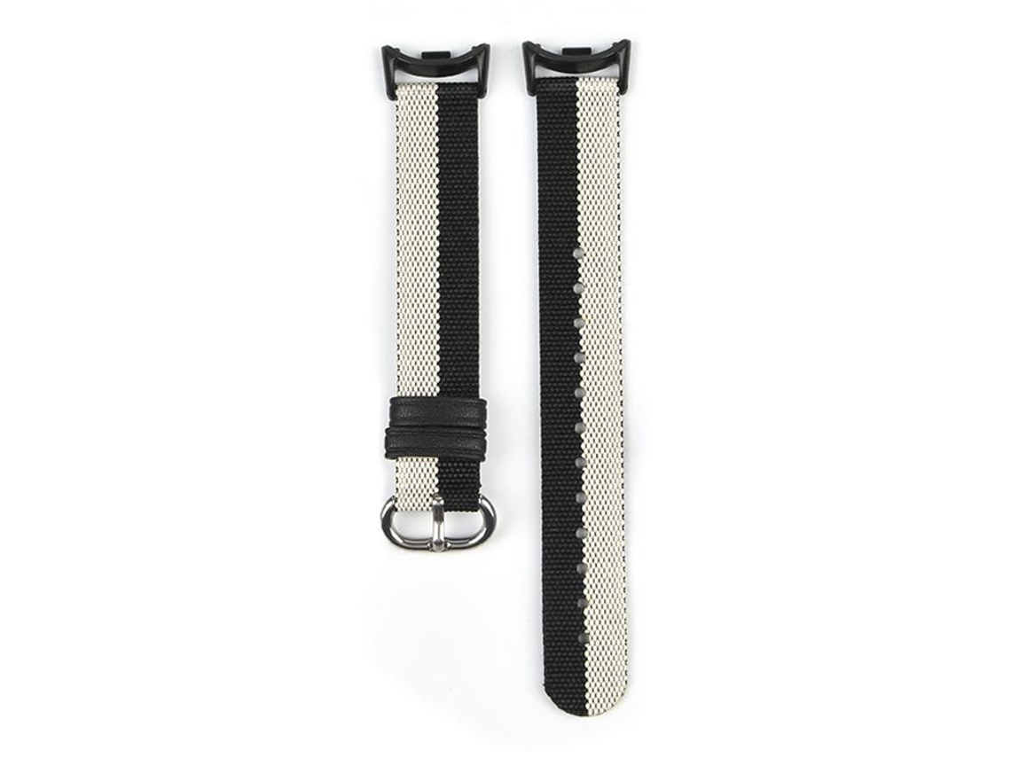 Bracelete para Xiaomi Smart Band 10/9/8 em nylon trançado com fivela de aço prate preto e branco XIAOMOYU