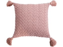 Capa de Almofada Rosa em Chenille com Franjas Estilo Nórdico. Tecido Macio Poliéster. Decorativa CHABERLU