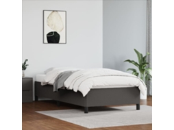 Vidaxl Estrutura De Cama 90x200 Cm Couro Artificial Cinzento