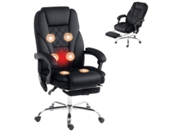 Cadeira De Escritório Ergonômica Preta Com Aquecimento E Função De Massagem