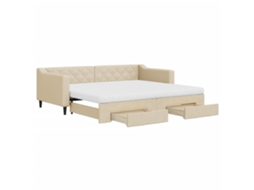 Daybed With Trundle, Daybeds With Trundles Vidaxl Creme Tecido (90 X 200 Cm)