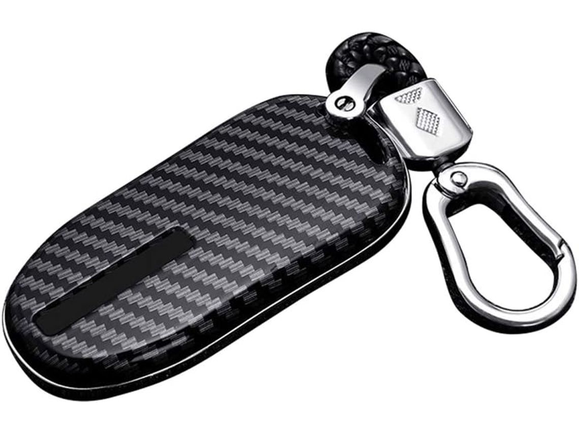 Cninba13 Smart Fob Capa De Chave Automotiva Em Abs Com Padrão Fibra Carbono Para Tesla Model 3s