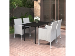 Vidaxl 5 Pcs Conjunto De Jantar P/ Jardim C/almofadões Vime Pe E Vidro