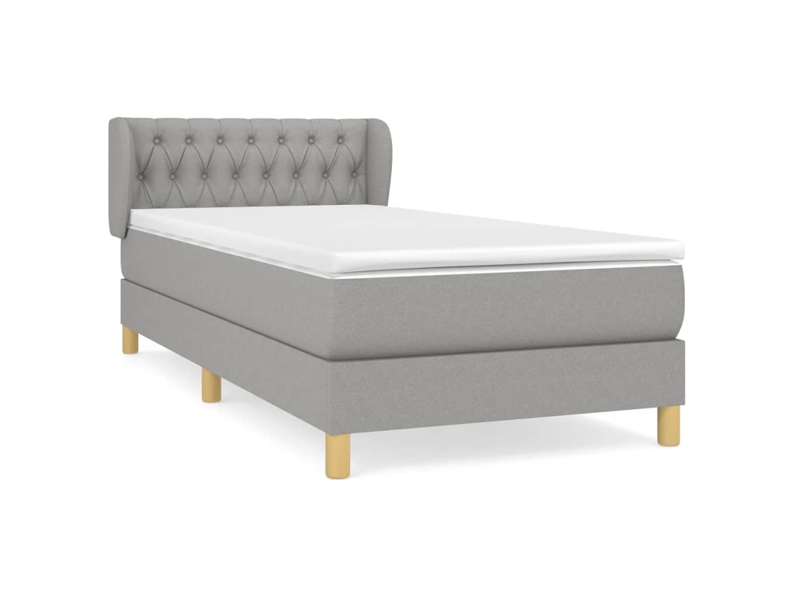 Cama com Molas e Colchão Tecido Cinzento Claro MAISON EXCLUSIVE (100x200 cm)