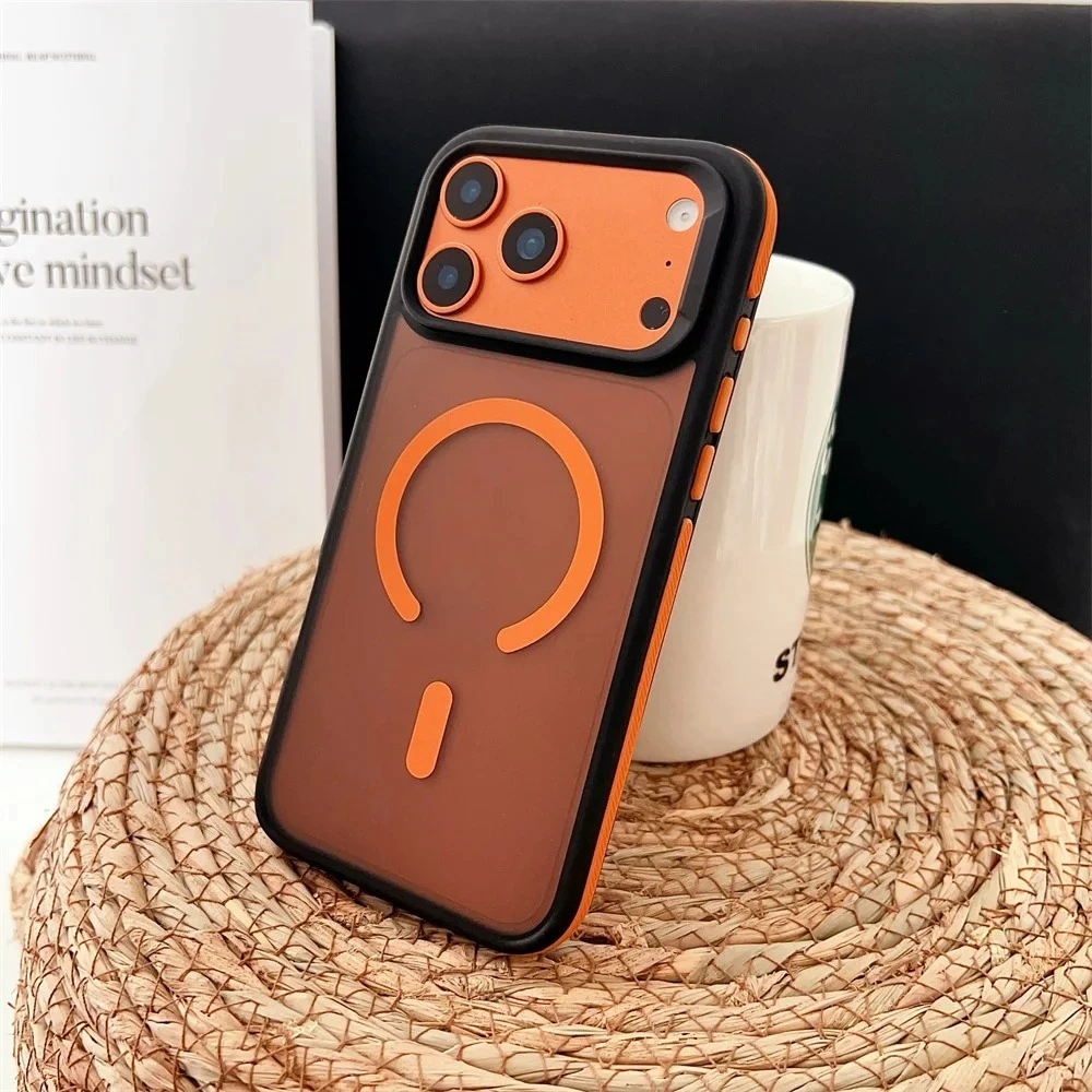 (laranja, Iphone 16) Capa Bumper Magnética Estilosa, Fosca E Antiderrapante, Compatível Com Magsafe