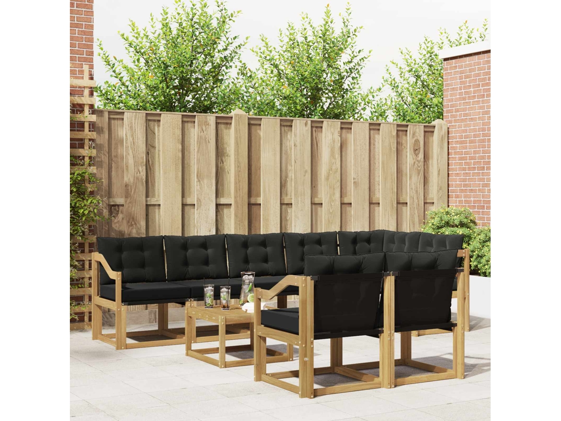 Vidaxl Conjunto De Sofás Para Exterior 9 Pcs Branco E Preto