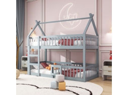 Beliche Infantil 90x200 Cinza Madeira Maciça Escada