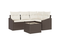 Conjunto 5 Sofá Exterior Vidaxl Castanho Vime Pe (178,5 X 123,5 X 85 Cm)