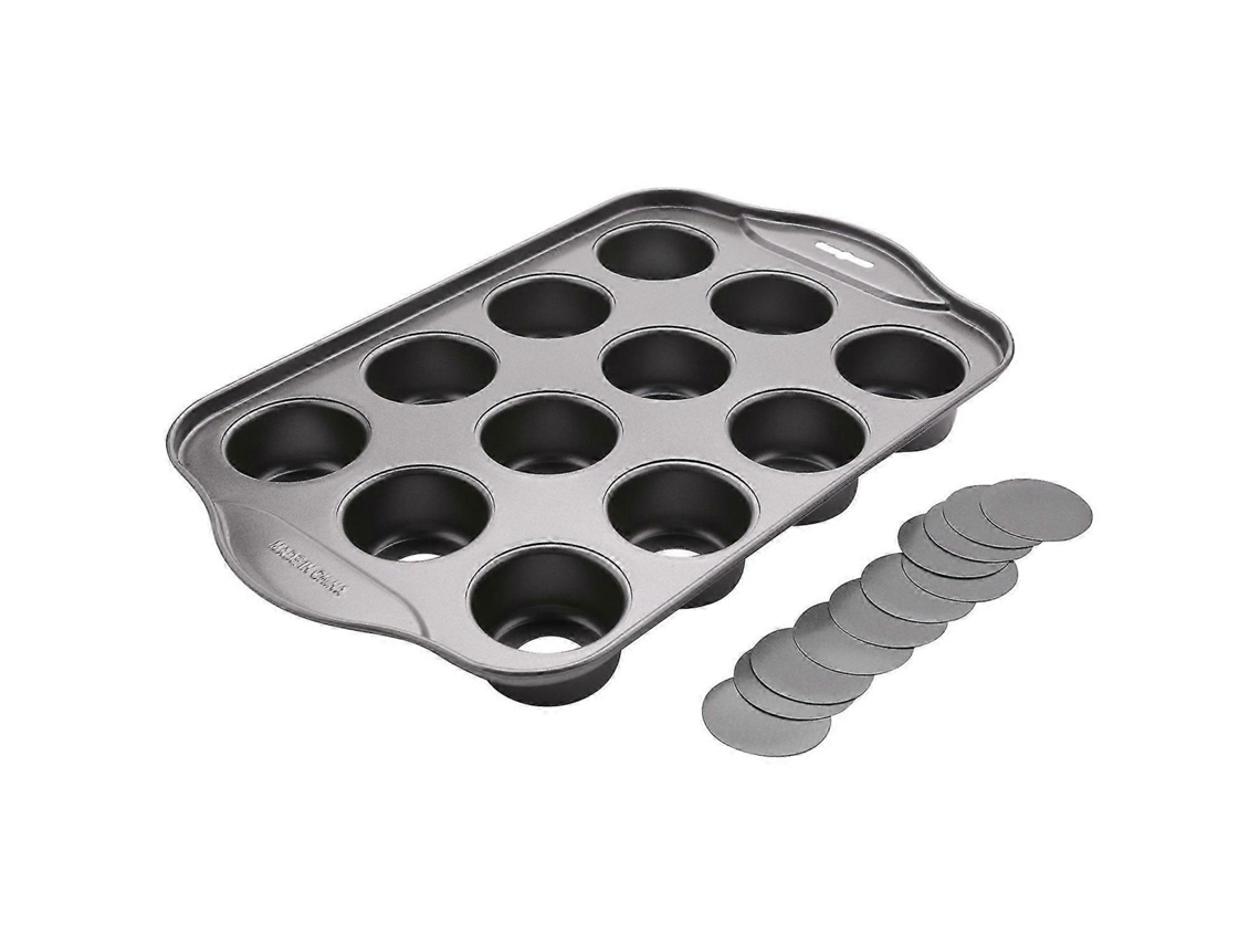 Mini Forma Para Mini Cheesecake Com 12 Cavidades E 12 Bases Removíveis, Cinza